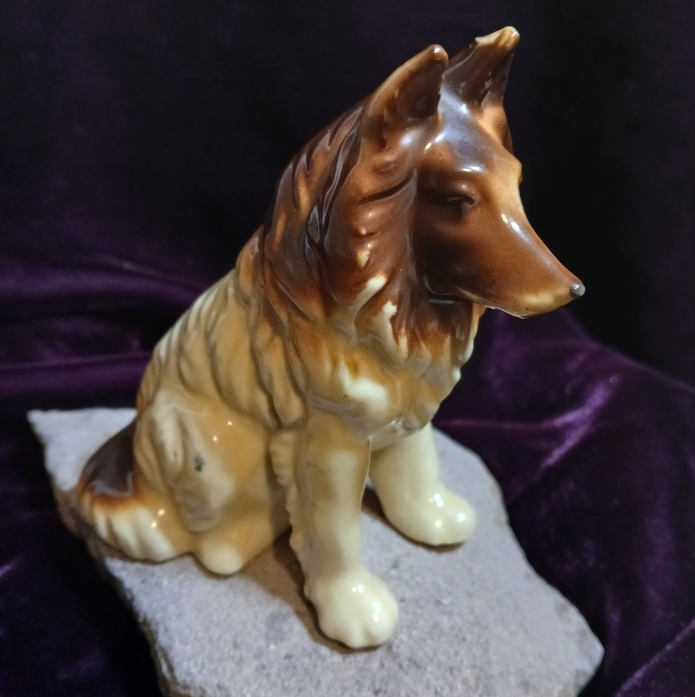 Vintage Made in Japan Bisque Porcelain Collie Figurine